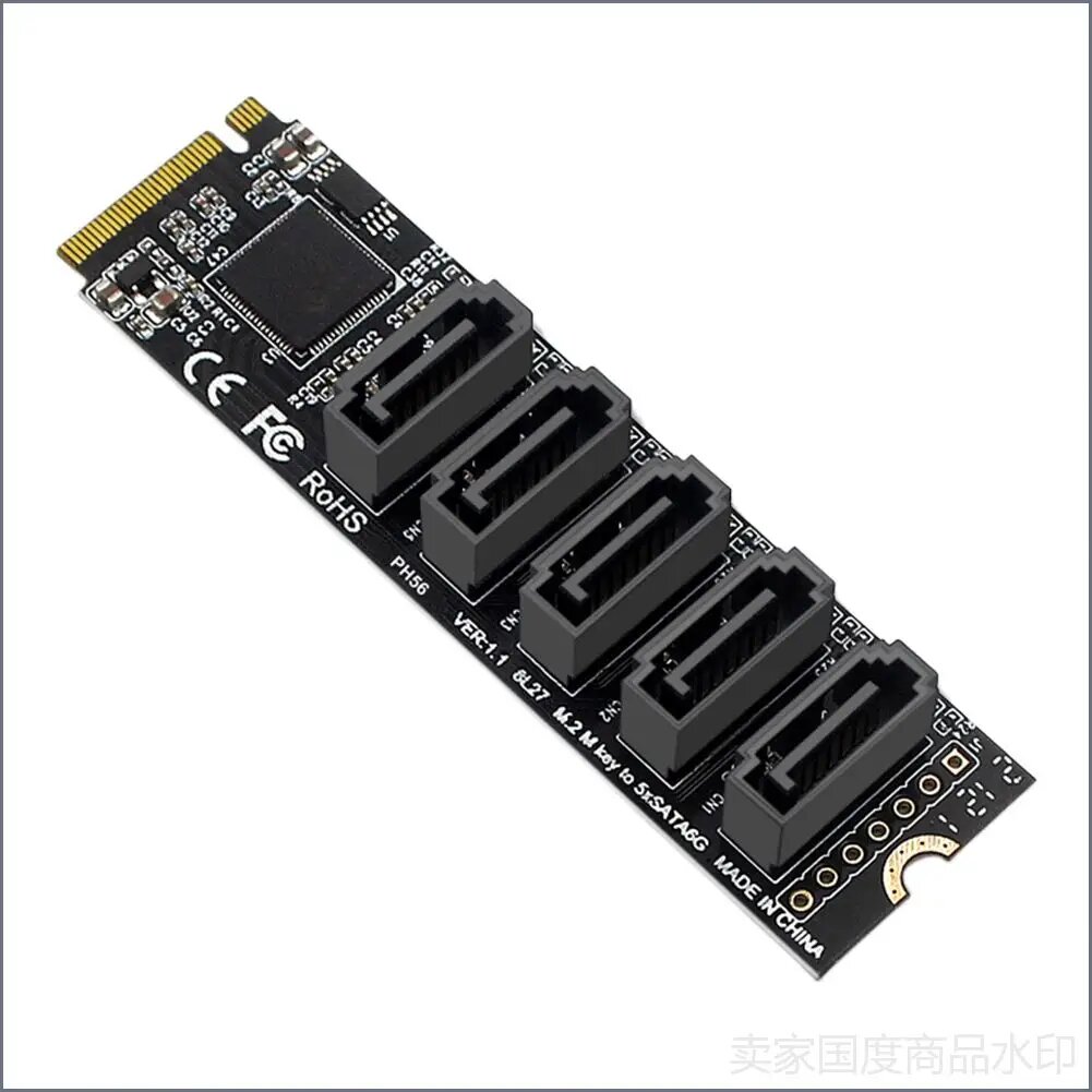 Карта расширения M.2 PCI Express 3.0 x2 на пять портов SATA 3.0 с чипом JMB585