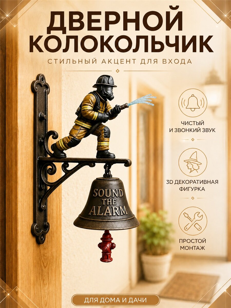Дверной колокольчик декоративный 3D ведьма на метле, звонкий звук, украшение для входной двери дома и дачи