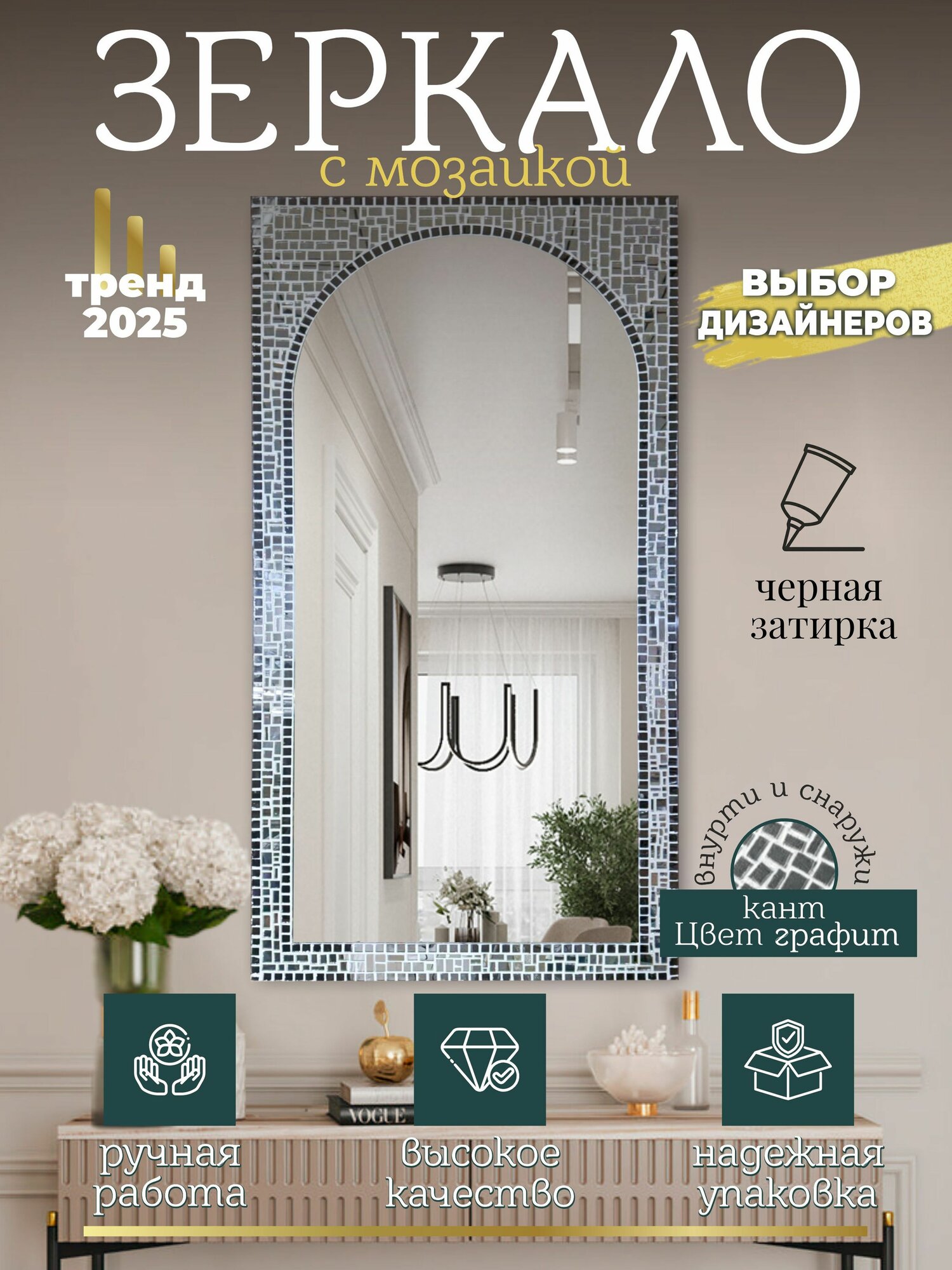 Зеркало с подсветкой настенное