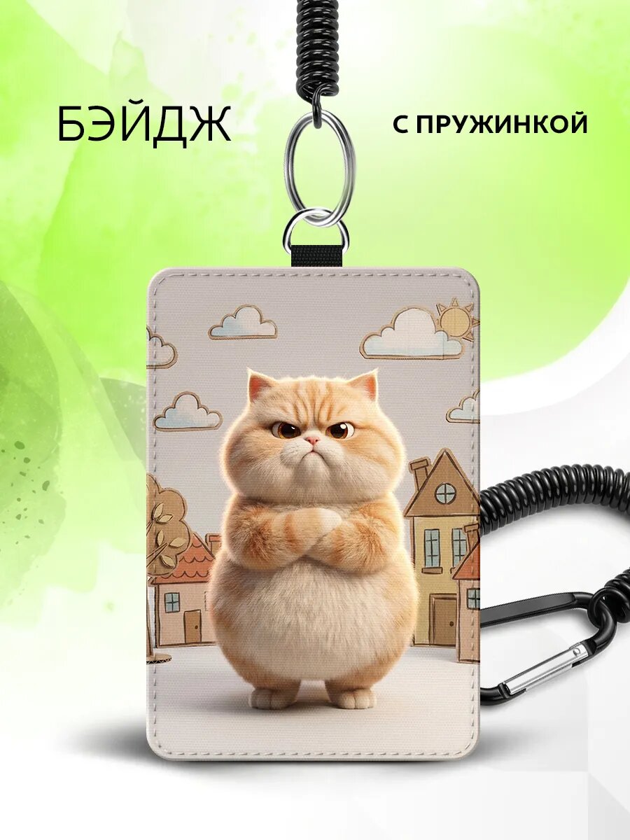 Бейдж на пропуск из эко-кожи с принтом