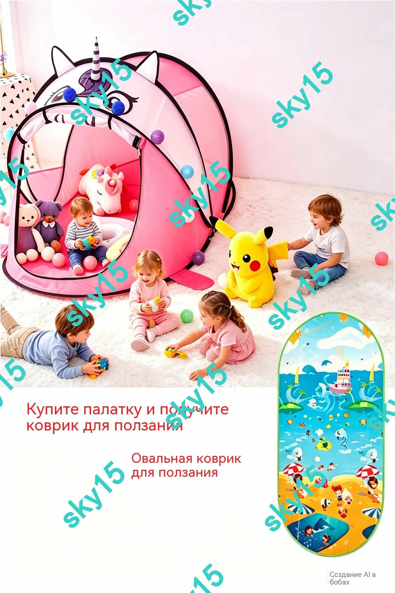 Детская игровая палатка розовая, игровой домик с матрасом для дома и улицы, безопасное пространство для развития ребенка
