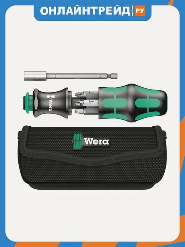 Изображение товара Отвертка с выдвижным стержнем Wera WE-134491 и набором бит в чехле, 7 предметов