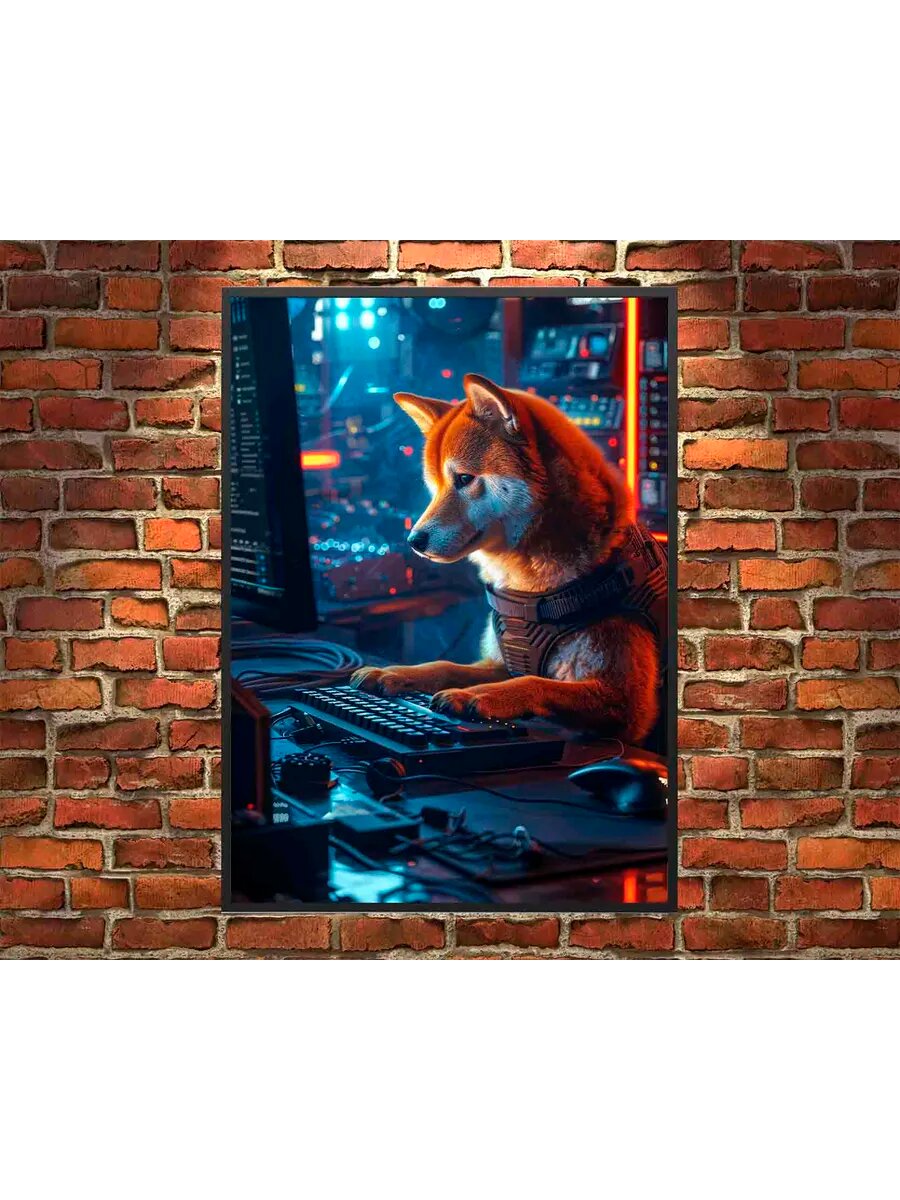 Собака-программист Шиба-Ину 2, Плакат 30x42см