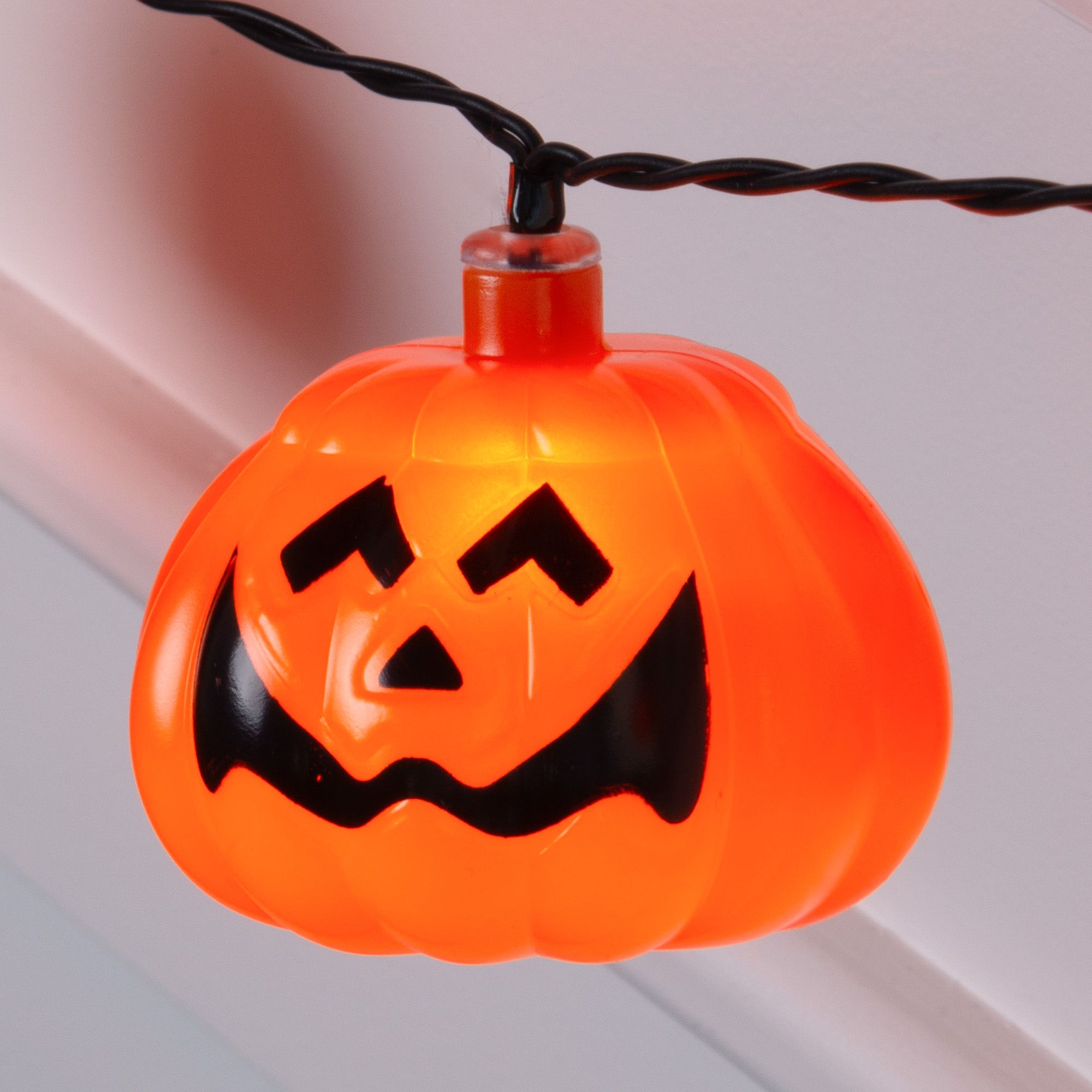 Светодиодная гирлянда на батарейках Halloween - Тыква Джэк 3.80 м, 20 желтых LED ламп