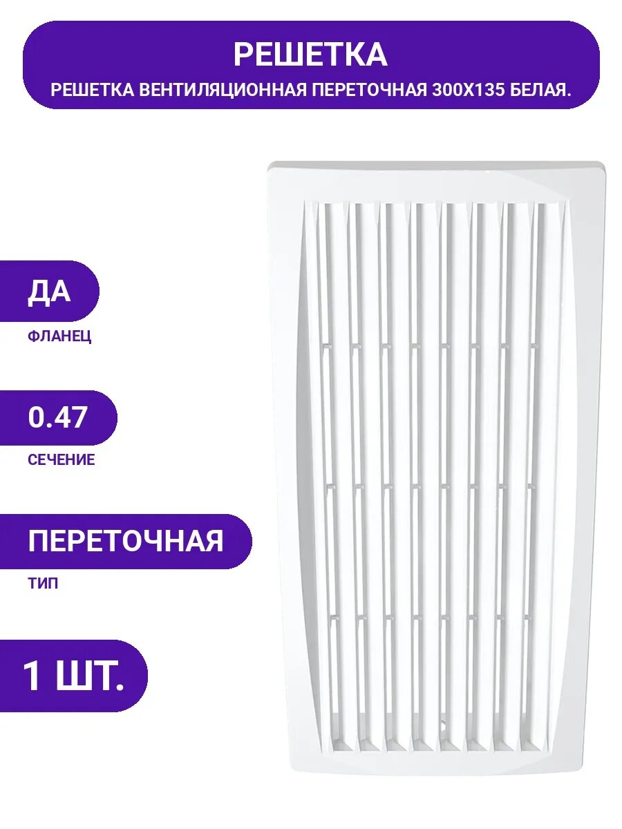Переточная решетка для двери ванной, туалета, кухни белая