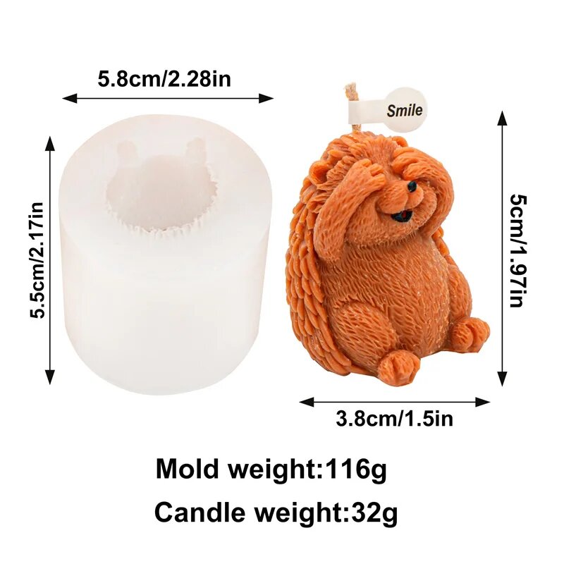 Силиконовая форма для свечей "Ежик" Hedgehog mold 02