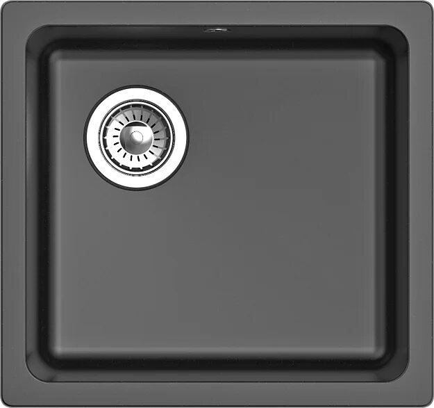 Мойка кухонная Rivelato Berkana BK-45 antracite кварцевая, 48x45, прямоугольная, мойка для кухни, черная, под столешницу, матовая