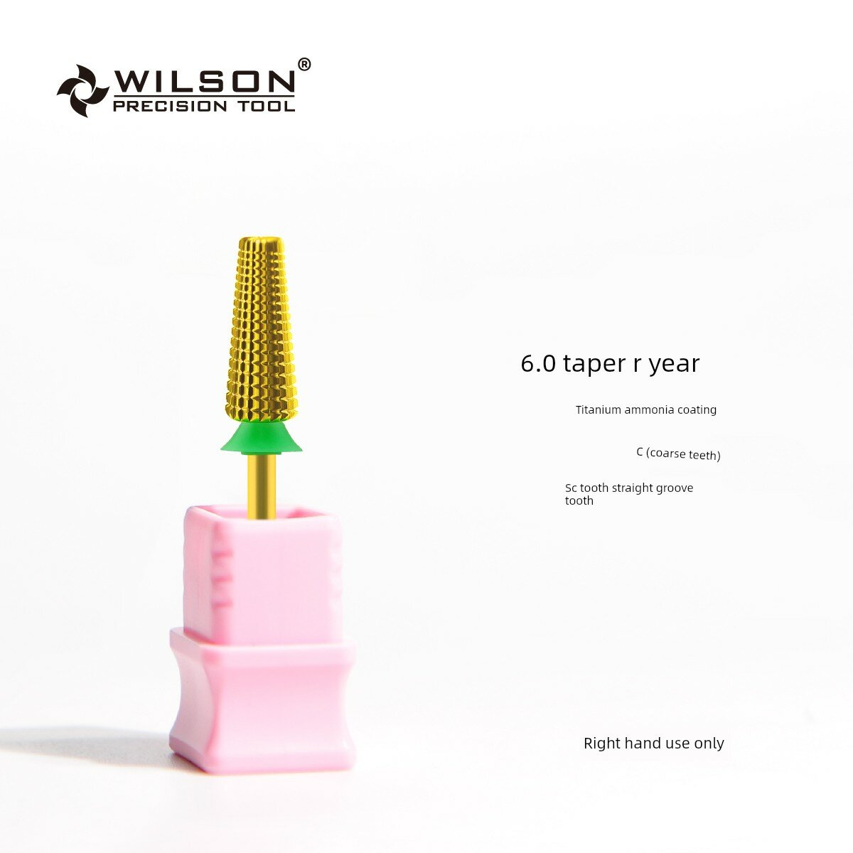 WILSON SC Series 6.0mm Правая рука Конический R-угол Прямой паз Титановое покрытие Ультраострый ногтевой шлифовальный