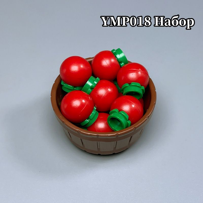 Набор фруктово-овощной рынок из маленьких кубиков: прилавок, навес, овощи, фрукты, бочки совместимы с легo конструкторами, сюжетная игрушка
