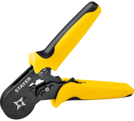 STAYER CS-10, 0.25 - 10 мм2, мультидиапазонные пресс-клещи с квадратным профилем для втулочных наконечников, Professional (44447)