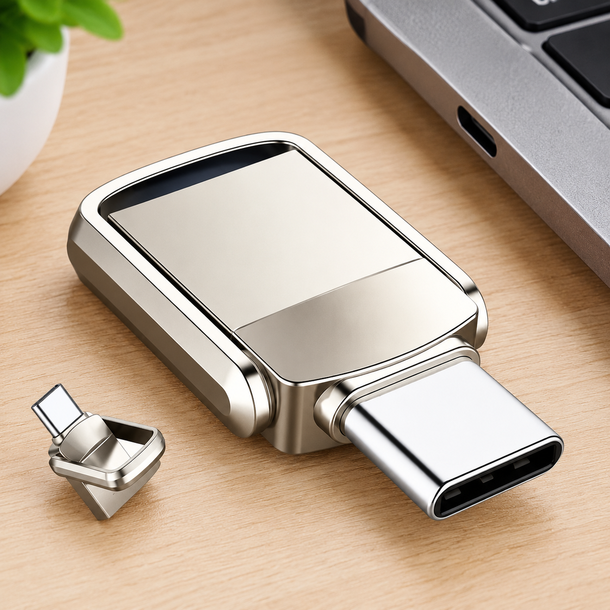 USB-накопитель Type-C 2ТБ, OTG (Цвет товара: серебристый)