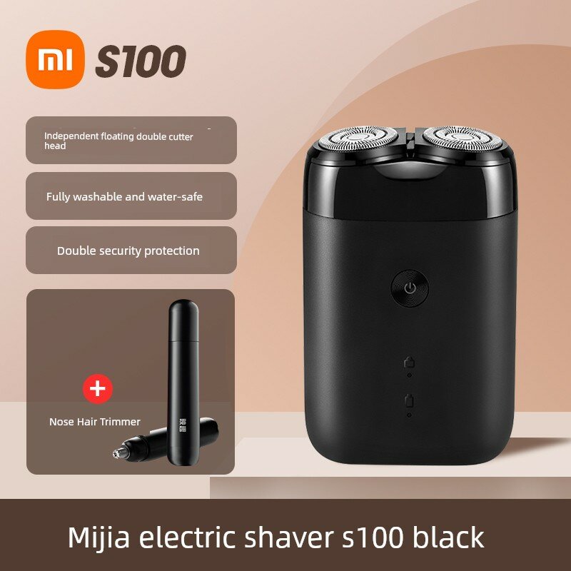 Электрическая бритва Xiaomi S100 с триммером для носовых волос, батарейная беспроводная бритва