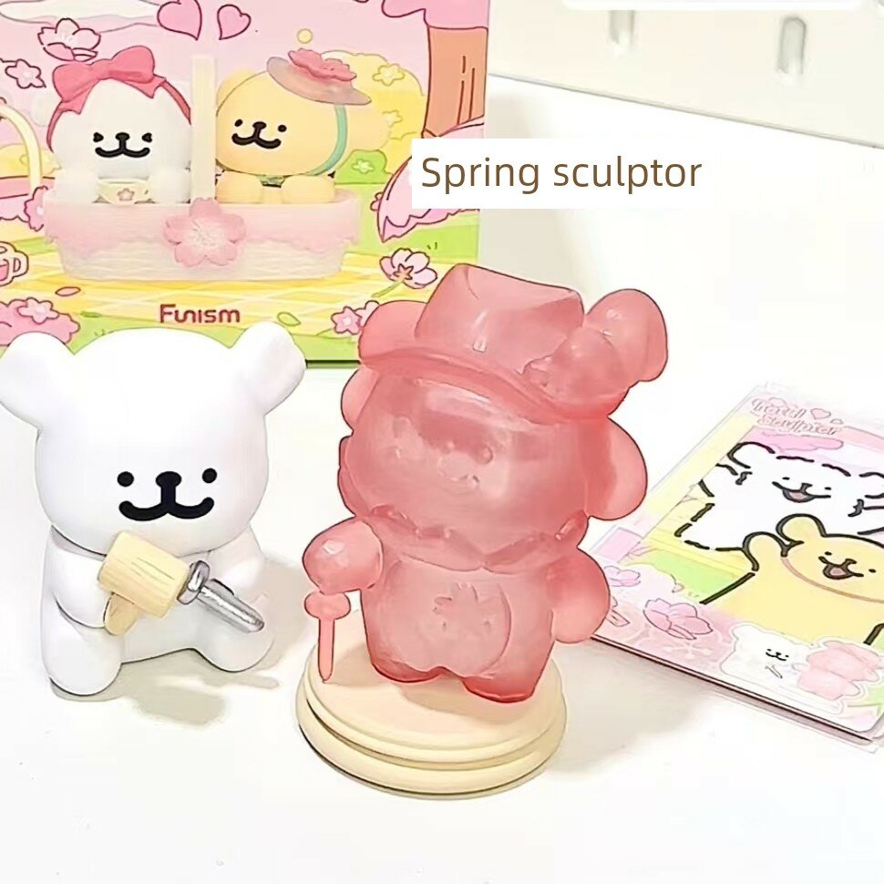 Игрушка-слепая коробка Spring Sculptor с линейной собачкой и сакурой, коллекционный сувенир для девочек