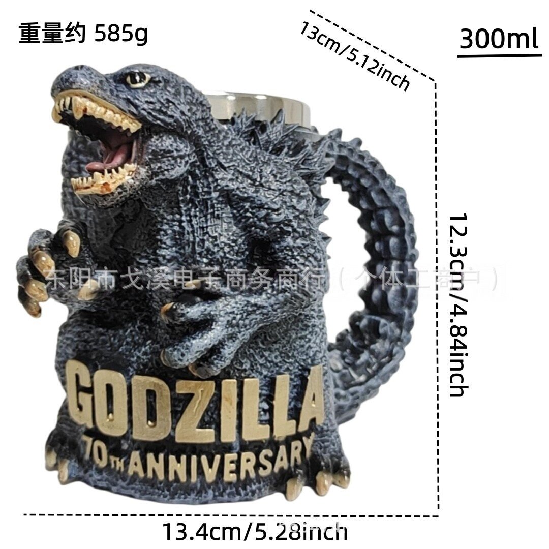3D Кружка из смолы с вкладышем, Годзилла черная, 300 мл, кружка для пива, подарок для дома и бара