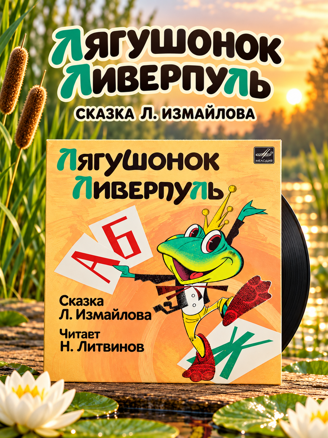 LP Лягушонок Ливерпуль - Л. Измайлов, читает Н. Литвинов. Виниловая пластинка 12 дюймов. Мелодия СССР 1984 год.