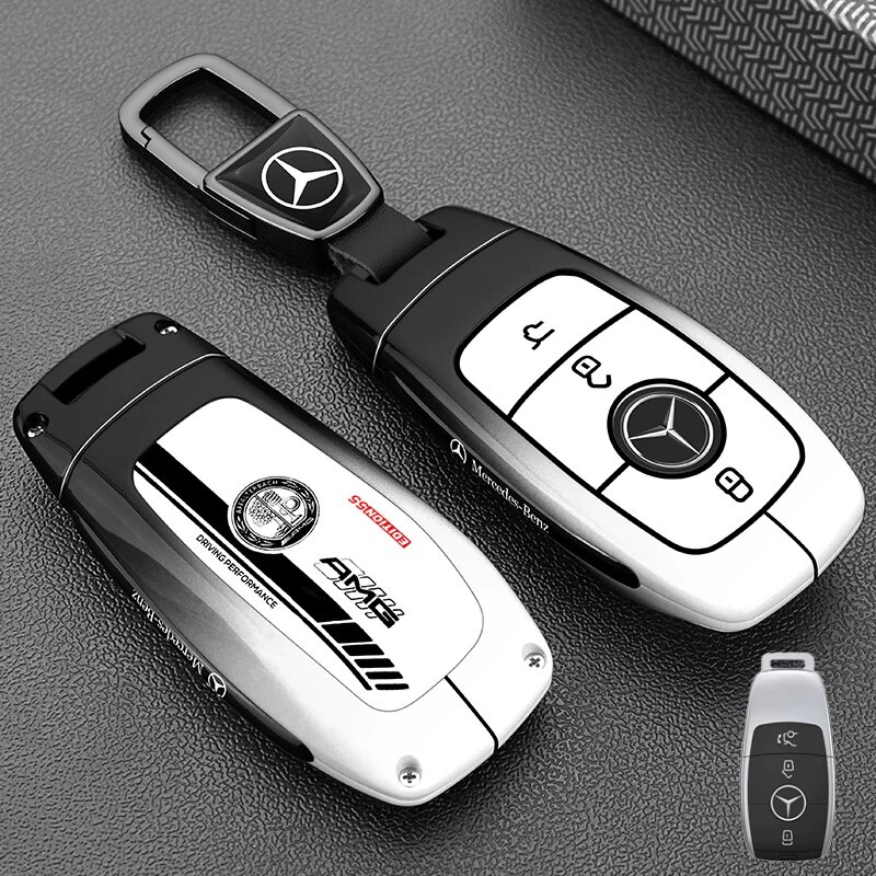 Ключевой брелок Mercedes AMG с металлическим крючком и логотипом, градиент черный и белый, подходит для моделей серии B