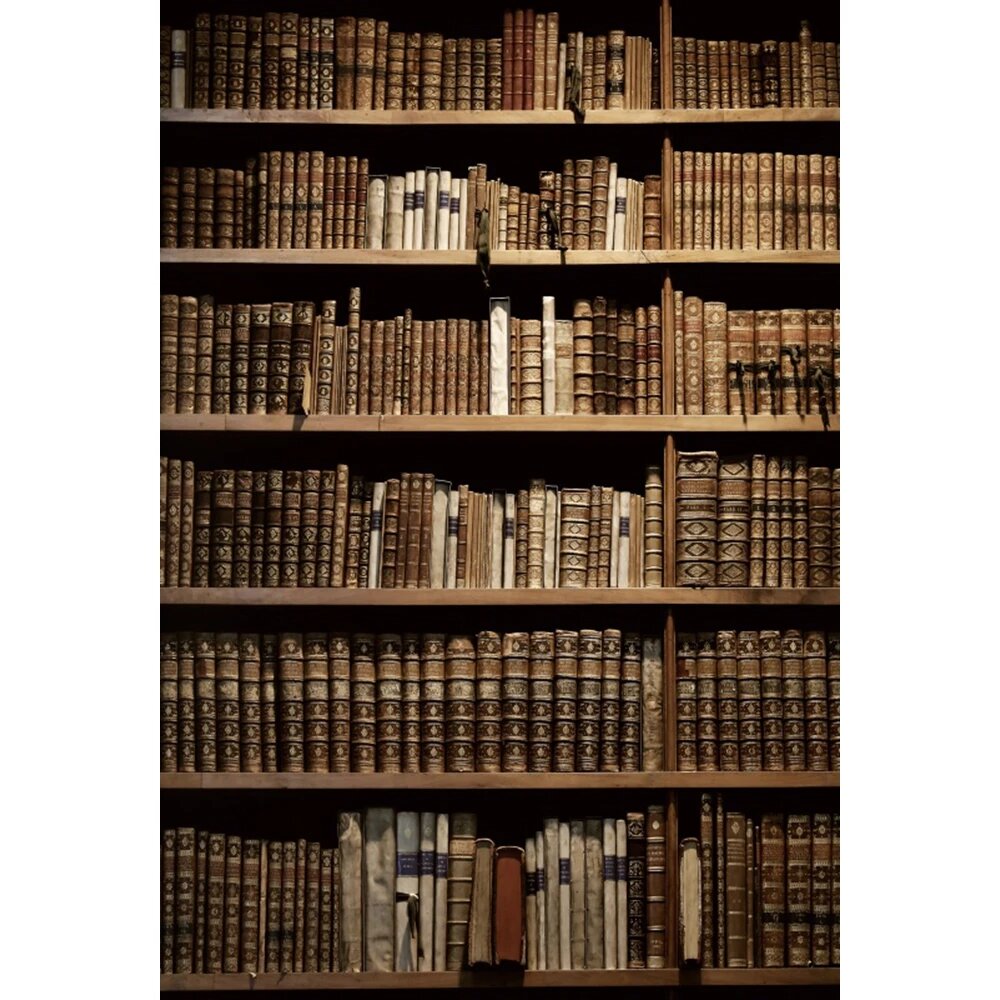 Виниловый фон для фотосъемки "Старая деревянная книжная полка" Бежевый, 150x100cm, XA97-9