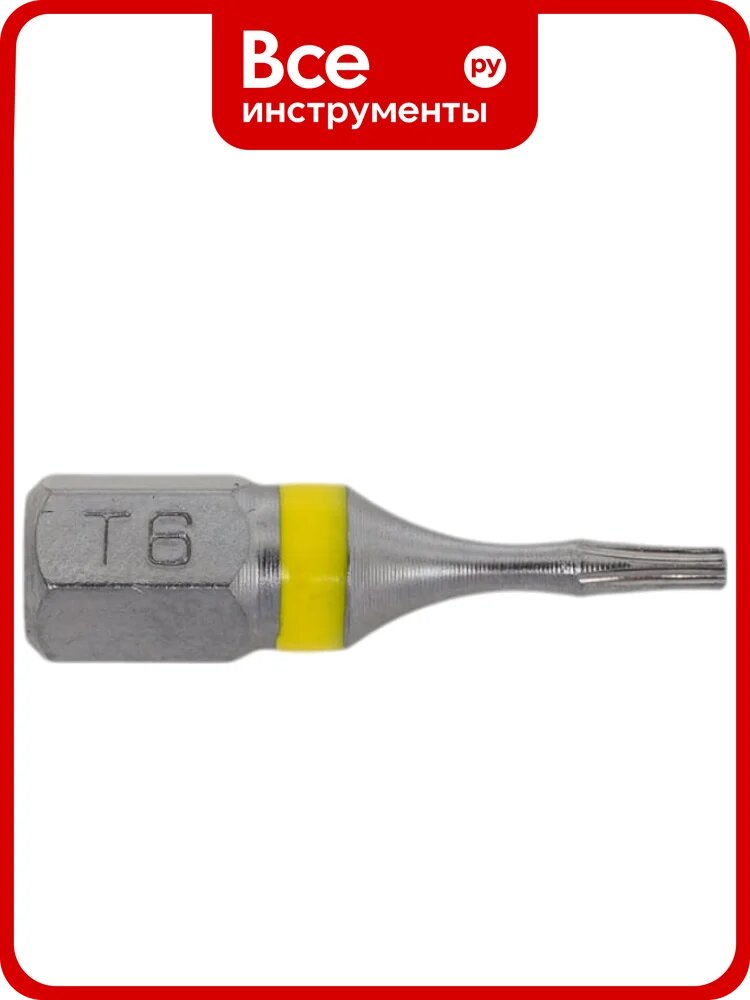 Бита с профилем TORX, шестилучевая звезда TX6, длина 25 мм, хвостовик С6.3 мм, торсионная MTE 26143106