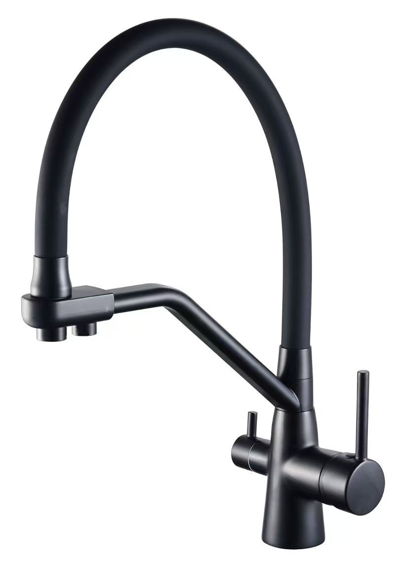 Кухонный смеситель Weissgauff WKF 3412 Black Pure Water, с входом для питьевой воды