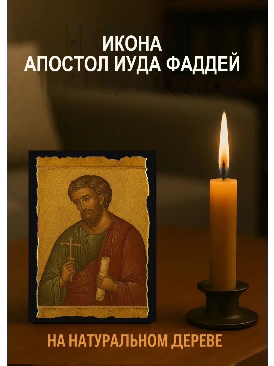 Икона Апостол Иуда Фаддей, на дереве, 10×12 см, освящённая, ручная работа