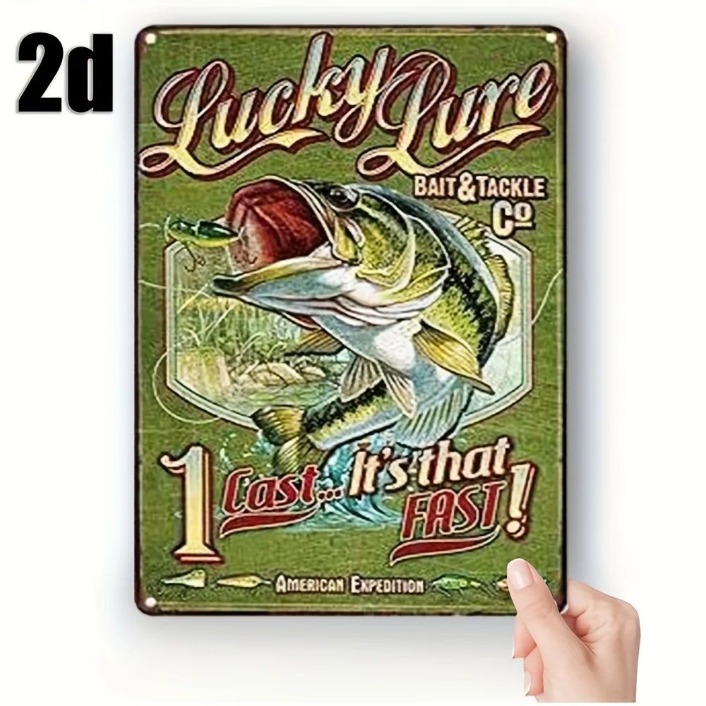 Металлическая табличка Lucky Pure Bait & Tackle - винтажный рыболовный постер с изображением лосося, зеленый фон, железный настенный декор для дома.