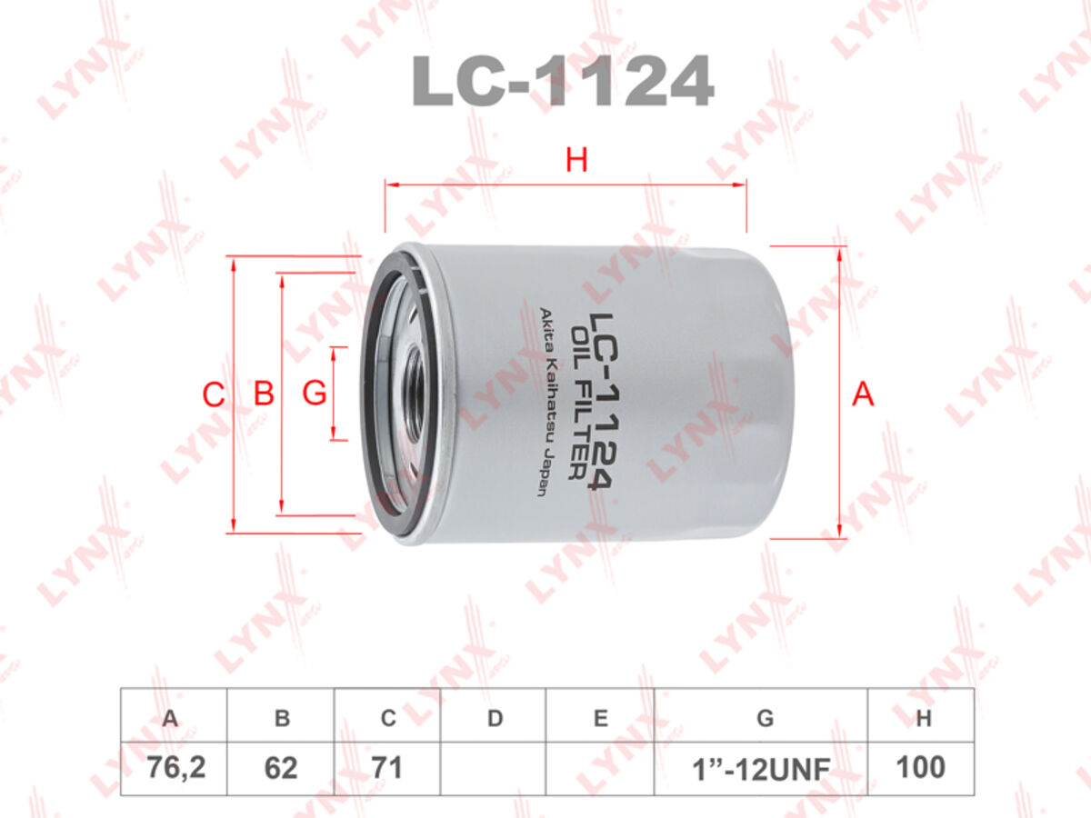 Lc-1124 Фильтр Масляный Lynxauto (LYNX LC-1124)