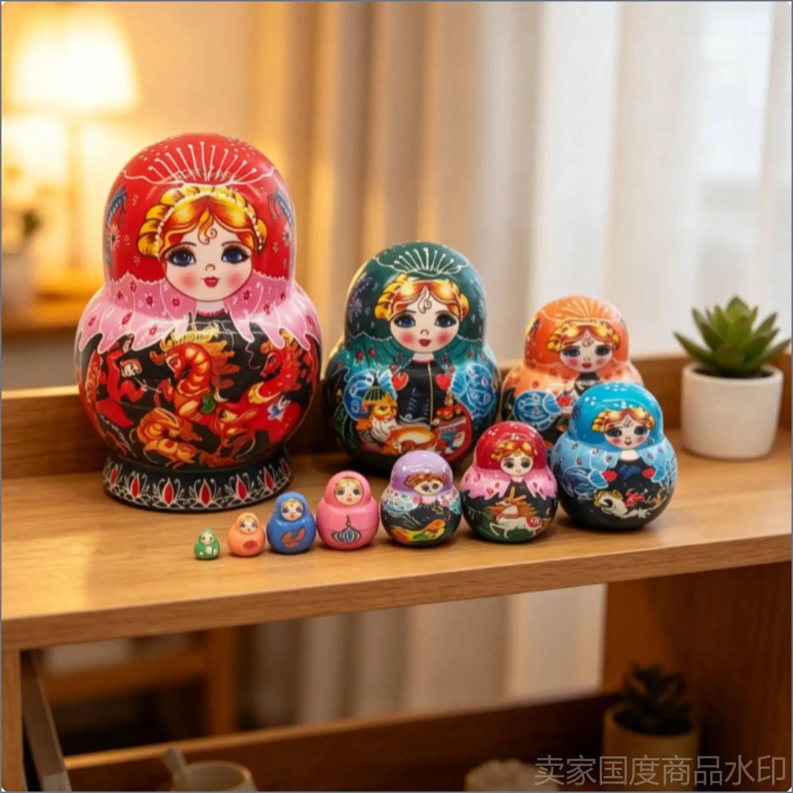 Матрёшка 10 кукол, деревянная, сувенирная, для интерьера 11-11-14.5см