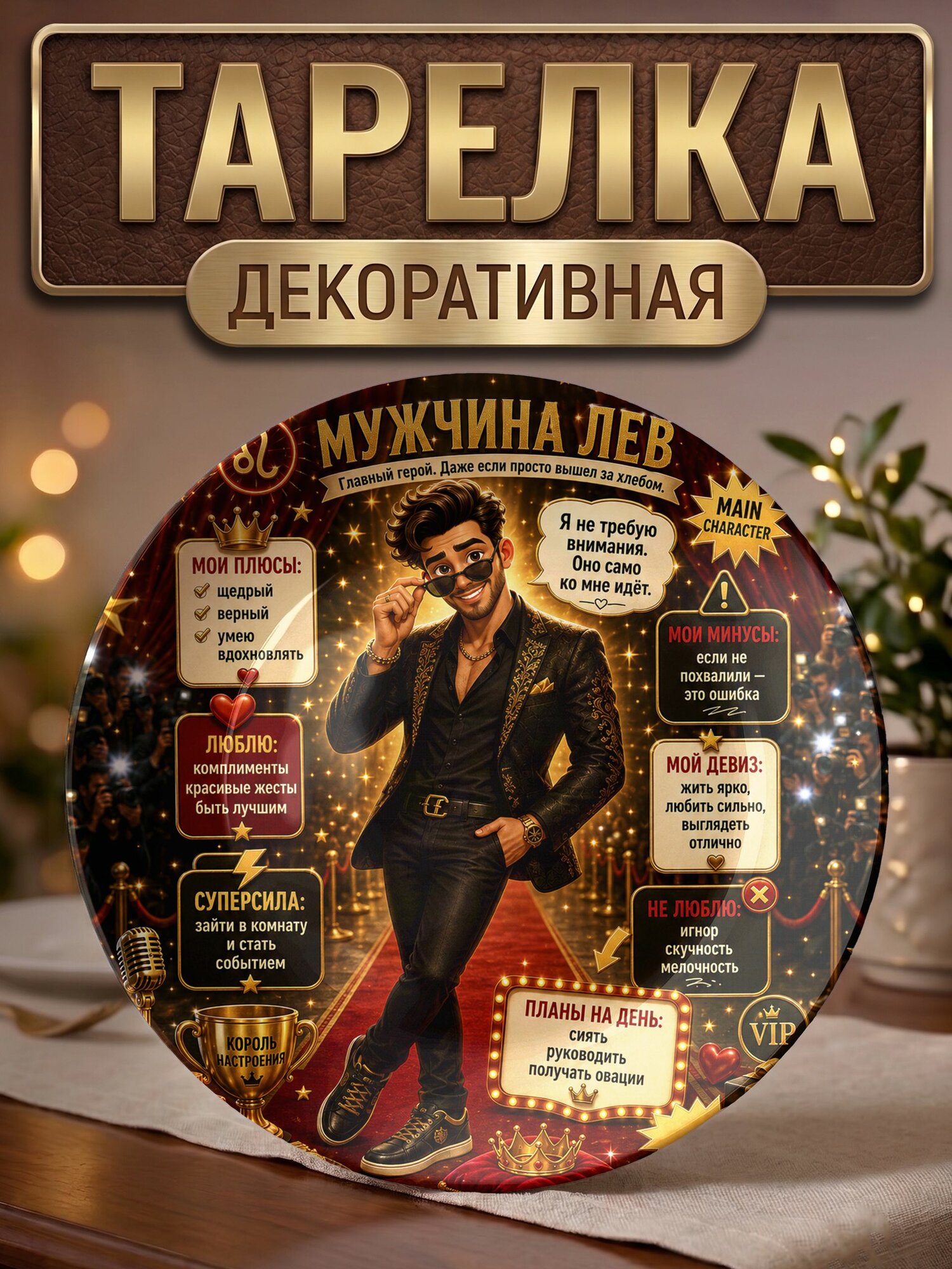 Тарелка декоративная Знак Зодиака Мужчина Лев