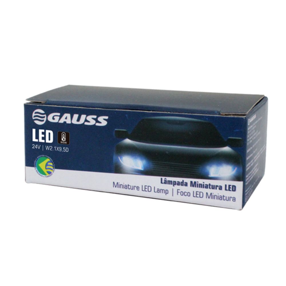 Светодиодная автомобильная лампа Gauss GL323LED, W5W (T10) 24V для грузовых автомобилей, холодный белый свет 6000K, (габаритные огни, подсветка номера и салона)