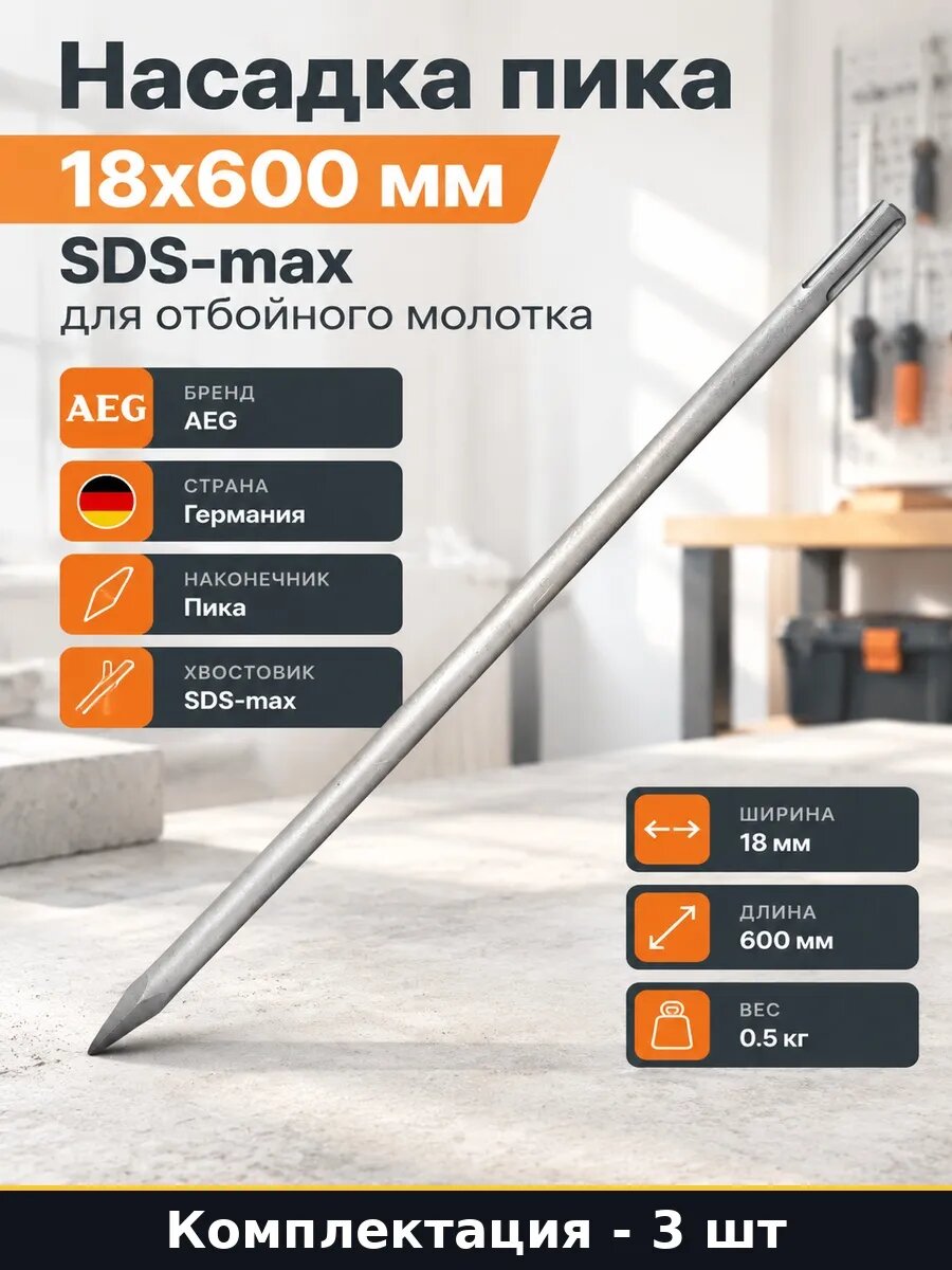 Набор Расходники для перфоратора SDS-max долото 18х600 3 шт