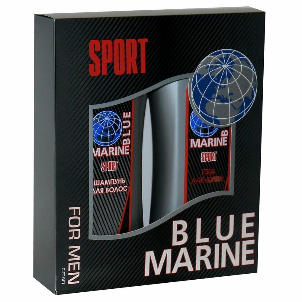 Blue Marine Набор мужской SPORT, шампунь для волос, 250 мл, гель для душа, 250 мл