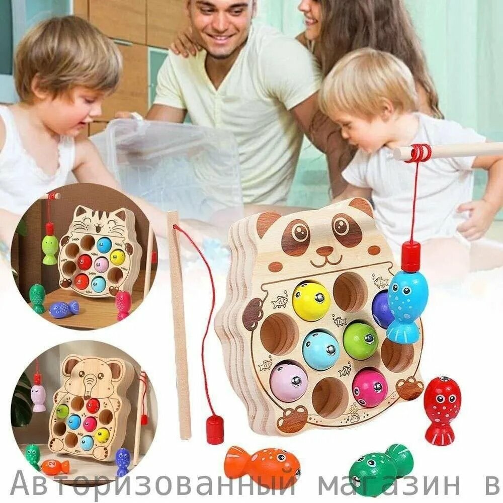 Развивающие игрушки 2 года, Магнитная рыбалка "Котик и рыбки для малышей. Сортер для мальчиков и девочек по методике Монтессори