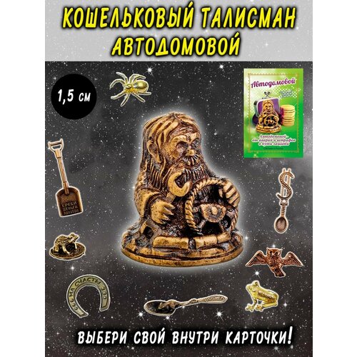 фото Оберег (талисман), кошельковый амулет латунный, фигурка в кошелёк, денежный сувенир (подарок) "автодомовой" оптимабизнес