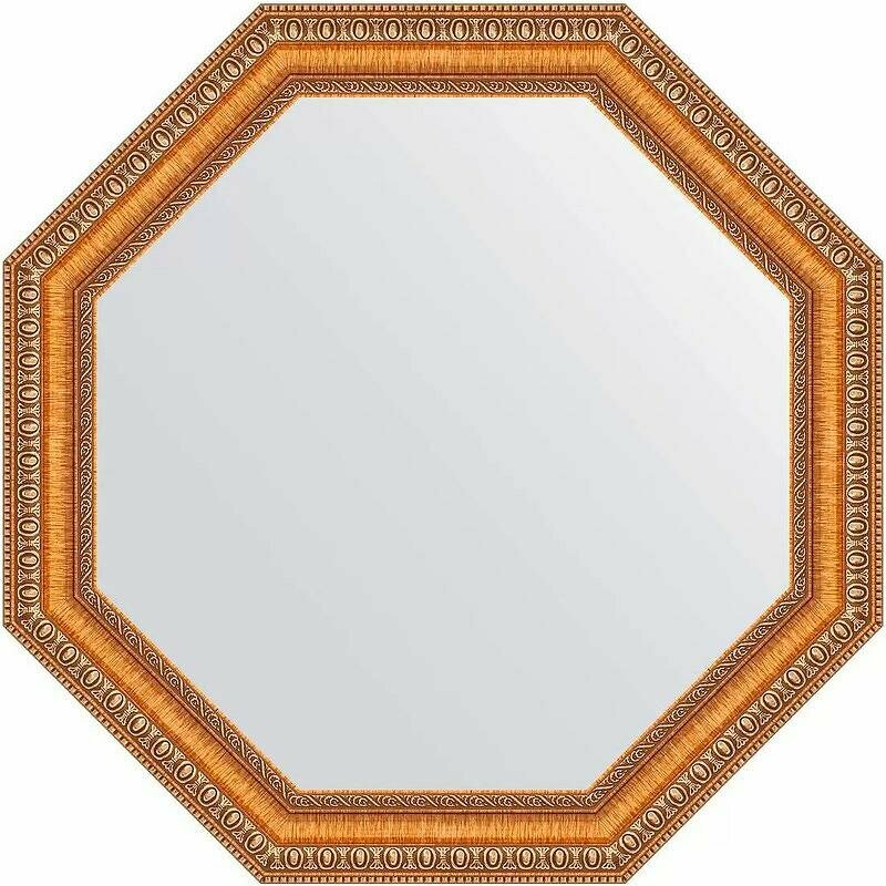 Зеркало Evoform Octagon 56х56 BY 3977 в багетной раме - Золотые бусы на бронзе 60 мм
