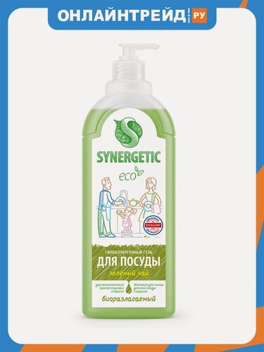Изображение товара Гель для мытья посуды Synergetic Зеленый чай, 1 л