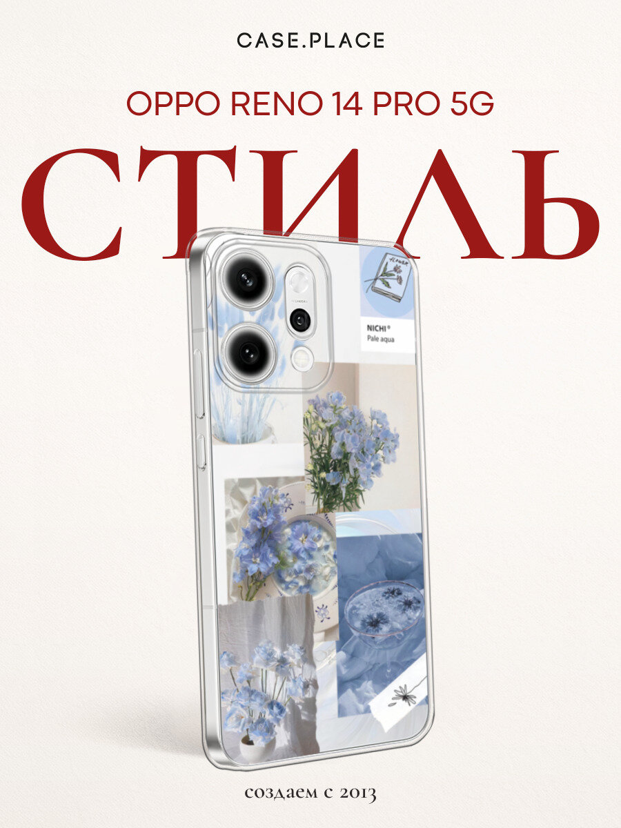 Чехол на Oppo Reno 14 Pro 5G / Оппо Рено 14 Про 5G с принтом Сиреневый коллаж, прозрачный