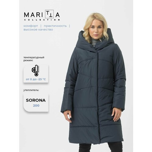 фото Пальто maritta осень-зима 2023, размер 40, темно-синий