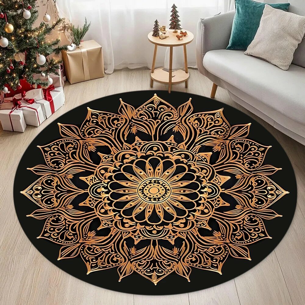 Богемский круглый ковёр из полиэстера 120X120CM, 3