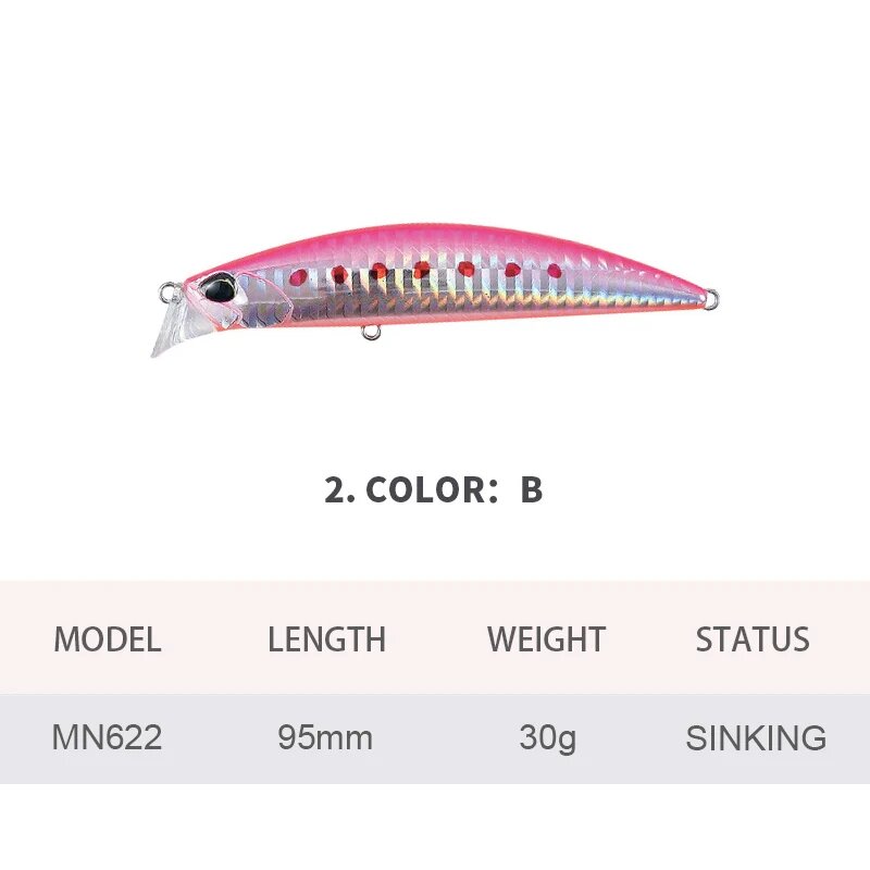 Воблер тонущий MN622, 9,5 см, 30 г, Цвет: B