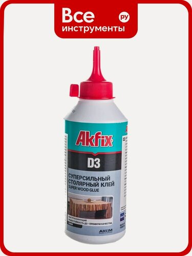 Изображение товара Клей ПВА Akfix – водостойкий пастозный клей для дерева, морозостойкий, термостойкий, быстрая фиксация, в бутыль