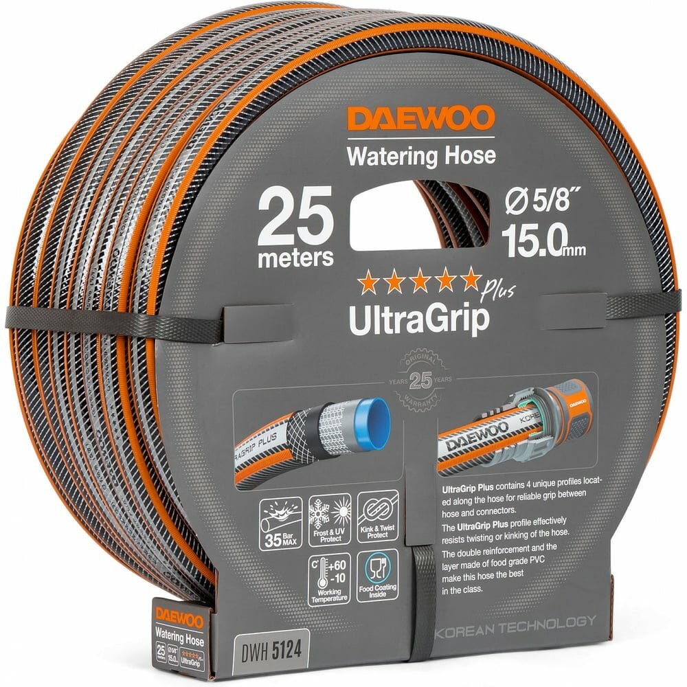 Шланг DAEWOO UltraGrip Plus, 5/8", 15 мм, 25 м DWH 5124