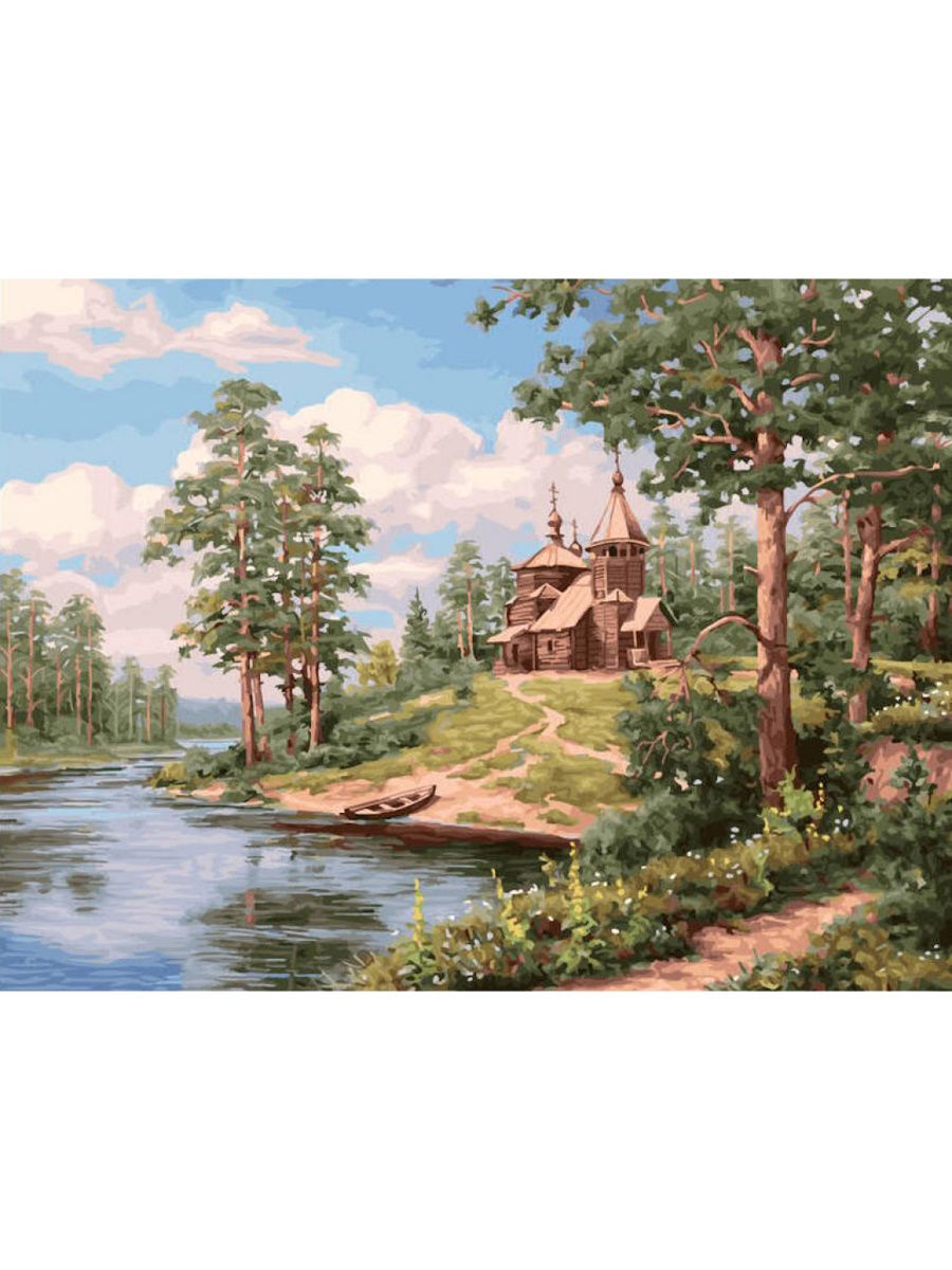 Картина по номер Дикая Вишня 'Лесной скит', 30x40см