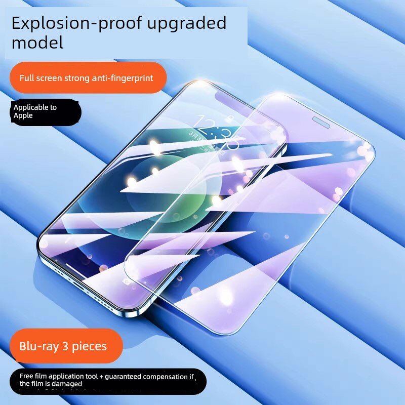 IPhone 12 Mini Стеклянное покрытие с фильтром синего света, ударопрочное, против излучения, 3 шт. для iPhone 12 Mini