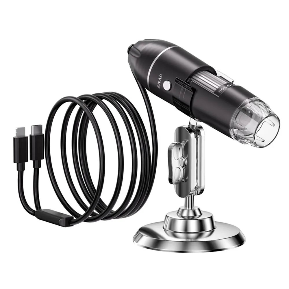 Цифровой микроскоп для смартфона с LED-подсветкой и штативом, 1600x, USB