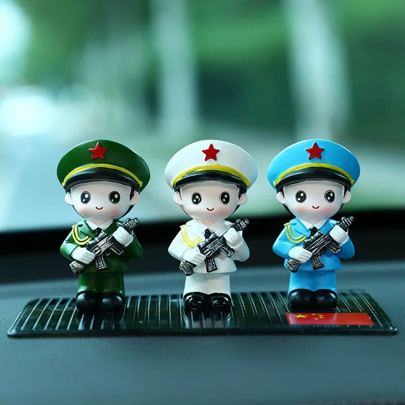 Три солдатские автомобильные декоративные элементы для центральной консоли с китайскими флагами в военном стиле