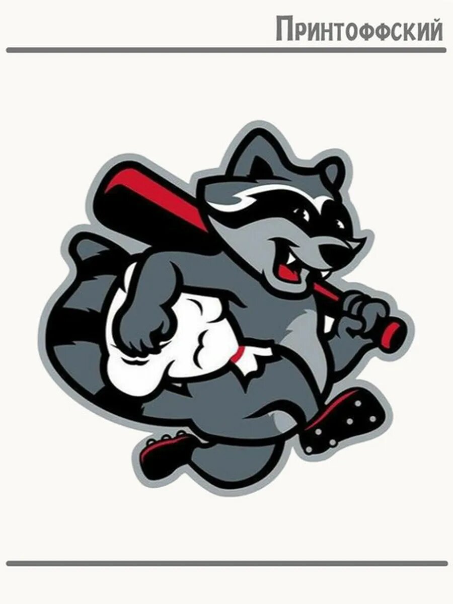 Термонаклейка для одежды и аксессуаров DTF-печать badger барсук с красной битой
