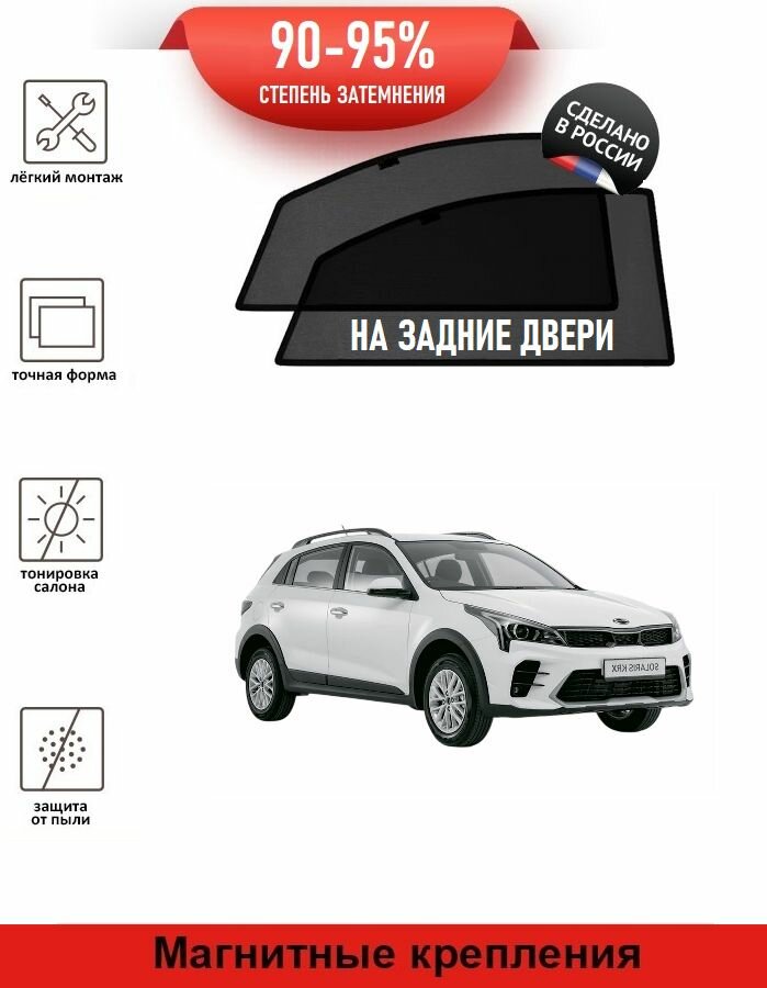 Автошторки LATONIK на Solaris KRX 1 (2024-н. в.) на задние двери на магнитах