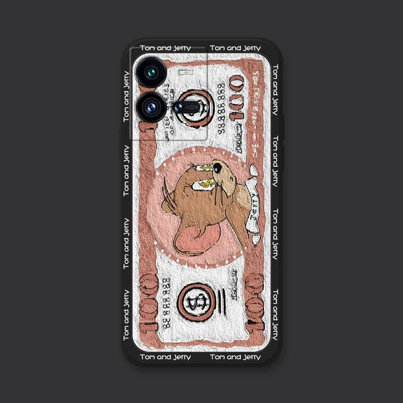 Чехол для телефона из жидкого силикона для iQOO 11 Pro - рисунок Джерри, классический черный, полная защита от ударов