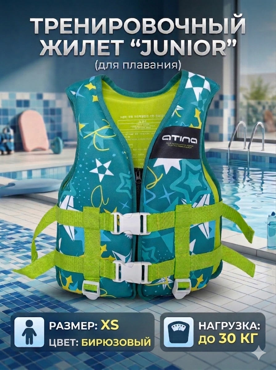 Жилет тренировочный для плавания "Junior Aqua", размер XS, нагрузка 20-30 кг, цветной принт