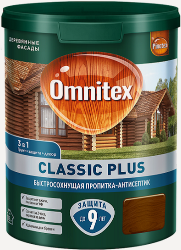 Изображение товара Пропитка-Антисептик Omnitex Pinotex Classic Plus 3 в 1 2.5л Лиственница для Защиты Древесины до 9 лет / Омнитекс Пинотекс Классик Плюс.